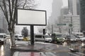 Blank advertising billboard on city street