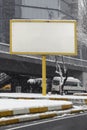 Blank advertising billboard on city street