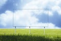 Blank advertising billboard immersed in a rural scene against a cloudy sky - image with copy space