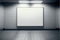 Blank advertising billboard in a large-scale square size indoor pavement. Royalty Free Stock Photo