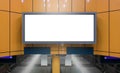Blank advertising billboard poster mockup in train station. Horizontal out-of-home OOH media display space digital display screen Royalty Free Stock Photo