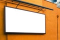 Blank advertising billboard on supermarket store exterior wall