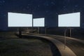 Blank advertising board and winding road, 3d rendering