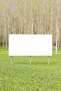 Blank advertising signboard in a countryside with forest in the background - concept with space for inserting text