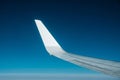 Blank airplane wing blue sky aerial background Royalty Free Stock Photo