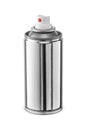 Blank aluminum spray can without label isolated on white. Metal aerosol spray dispenser bottle. Royalty Free Stock Photo