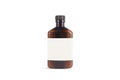 Blank amber plastic bottle with white label mockup, isolated