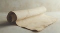 A blank ancient paper scroll on a neutral background, offering ample copy space for text Royalty Free Stock Photo