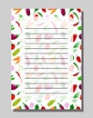 Blank with assorted fresh fruits. Template for writing recipes.