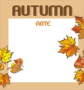 Blank autumn letterhead for inscriptions, letters or timetable. Banner with colorful autumn elements. Vector illustration. Autumn