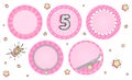 Set of cute vector LOL surprise cupcake toppers. Pink party stickers.