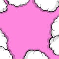 Blank balloon template. Dot comic background style pop art. Clear pink speech bubbles halftone. Comic text talk dialog