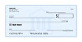 Blank bank checkbook check - generic vector design Royalty Free Stock Photo