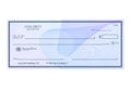 Blank bank cheque with abstract watermark. Personal desk check template with empty field to fill. Banknote, money design