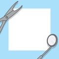 Blank banner Dental equipment frame illustration vector on blue background. Dental concept