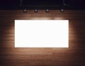 Blank banner Poster Mock up on wooden wall with spot light