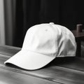 Blank baseball cap mockup template for branding on wooden background