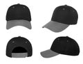 Blank baseball cap 4 view color black/grey