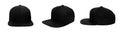 Blank baseball snap back cap color black