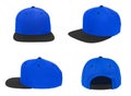 Blank baseball snap back cap two tone color black/blue Royalty Free Stock Photo