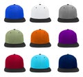 Blank baseball snapback cap set two tone color on white background Royalty Free Stock Photo