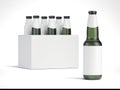 Blank beer bottles and white package. 3d rendering