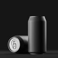 Blank beer, cola, soda aluminium black can mockup on background. With place for your design and branding