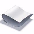 blank bended paper sheet isolated on a white background.