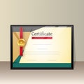 Blank Best Award or certificate template design with golden badge.