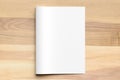 Blank Bi fold A4 size brochure mock up on wooden background. 3D Royalty Free Stock Photo