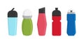 Blank bicycle plastic bottles for water vector illustration. Drink container clean beverage. Sport water bottle. Mineral