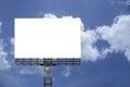 Blank big billboard against blue sky background,for your advertising,put your own text here,isolate white on board Royalty Free Stock Photo