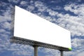 Blank big billboard against blue sky background,for your advertising,put your own text here,isolate white on board. Royalty Free Stock Photo