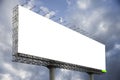 Blank big billboard against blue sky background,for your advertising,put your own text here,isolate white on board. Royalty Free Stock Photo