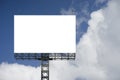 Blank big billboard against blue sky background,for your advertising,put your own text here,isolate white on board.