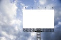 Blank big billboard against blue sky background,for your advertising,put your own text here,isolate white on board. Royalty Free Stock Photo