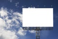 Blank big billboard against blurred blue sky background,for your advertising,put your own text here,isolate white on board Royalty Free Stock Photo