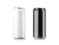 Blank big black and white aluminium soda can mockup set