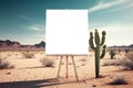 Blank Bigboard Transparent Mock Up, Png. Background With Unfocused Desert Landscape. Generative AI