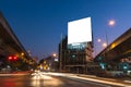 Blank billboard for advertisement at twilight time Royalty Free Stock Photo