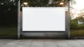 Blank billboard in a bus stop. 3d rendering, mock up Generative AI Royalty Free Stock Photo