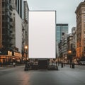 Blank billboard in busy shopping district