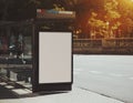 Blank billboard on city bus stop Royalty Free Stock Photo