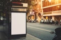 Blank billboard on city bus stop Royalty Free Stock Photo