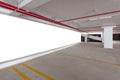 Blank billboard with Empty parking garage underground interior i