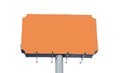 Blank billboard isolated on white transparent, orange color empty signpost at the highway