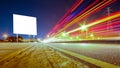 Blank billboard on main street road Royalty Free Stock Photo