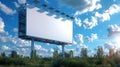 Blank billboard mockup in a beautiful green field. 3d rendering