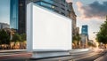 Blank billboard mockup White Box Street, city street, space for your advertising, Royalty Free Stock Photo