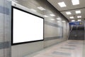 Blank billboard in modern interior hall.